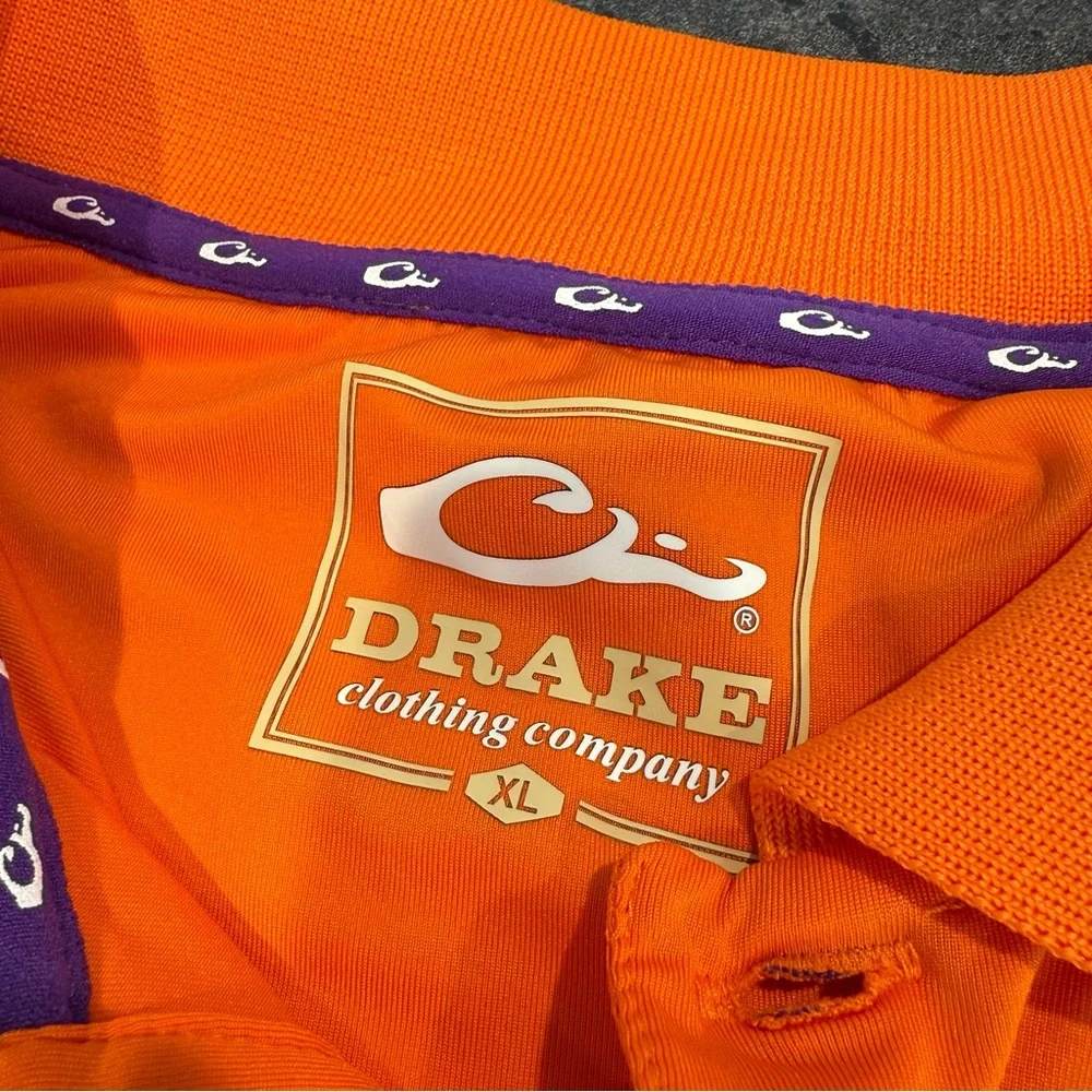 Drake Clemson Tigers XL men’s polo shirt short sleeve orange
